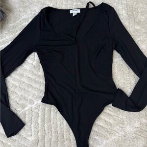 Ribbed Black Long Sleeve Bodysuit
